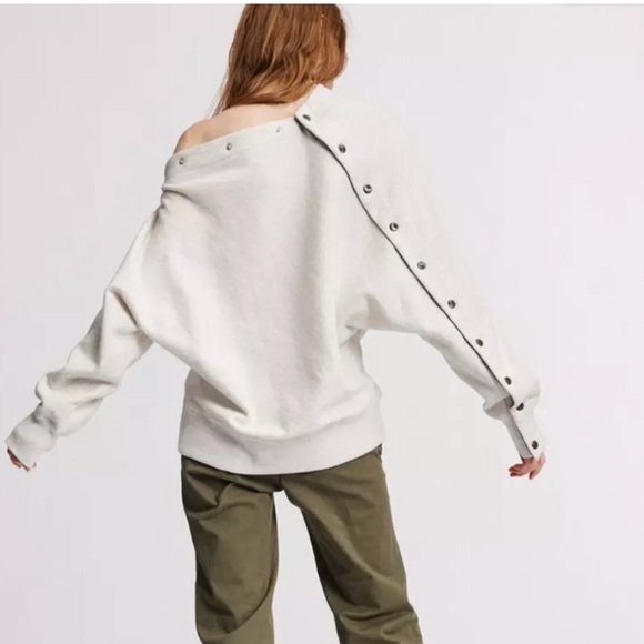 rag & bone New York Kate Gray Modular Green Snap Sweatshirt Size Small Women’s - Picture 2 of 12